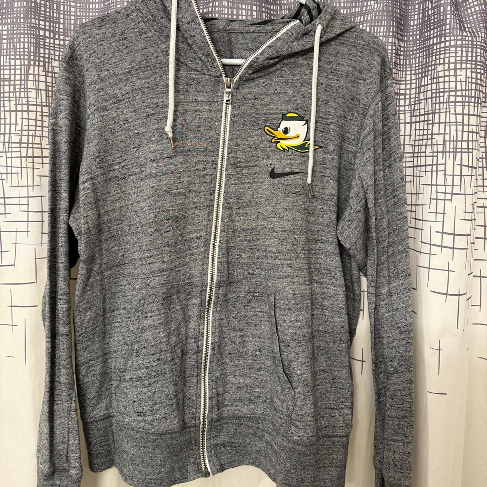 Nike Heather Gray Zip-Up Sweater with Duck Emblem